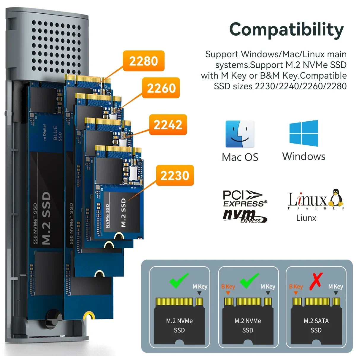MAIWO M.2 NVMe SATA SSD Enclosure – 10Gbps USB 3.2 Gen2 SSD Enclosure PRIMED