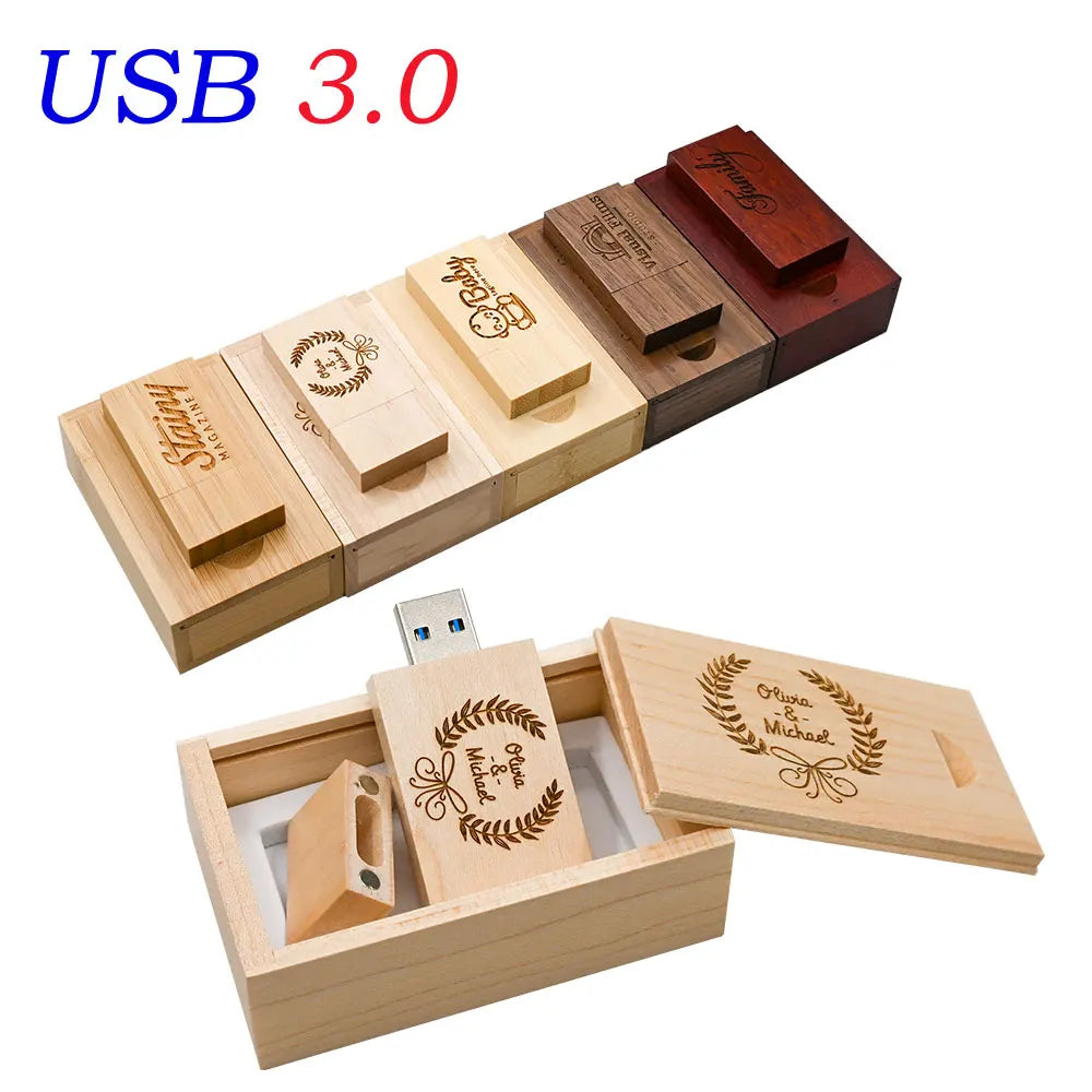 30-Pack Custom Logo Rose Wood USB 3.0 Flash Drives 4–32GB USB Flash Drive PRIMED