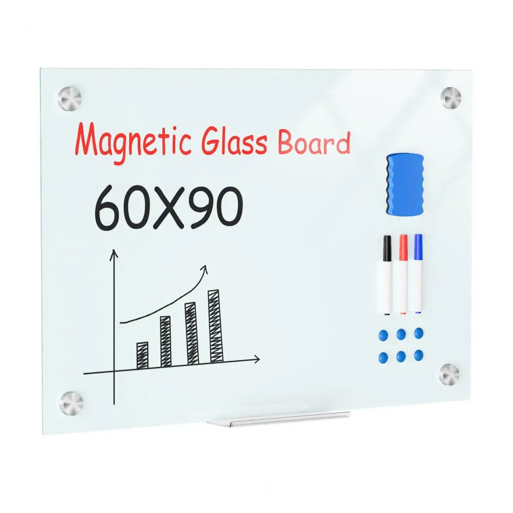 Magnetic Glass Whiteboard Frameless Dry Erase Board + Markers Glass Whiteboard PRIMED United States 60x90cm