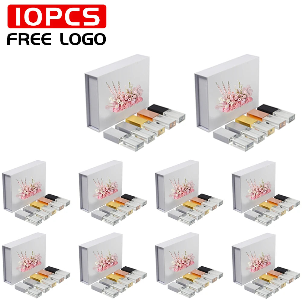 10-Pack Crystal USB Flash Drives | Custom Logo Wedding Gift Crystal USB Flash Drive PRIMED