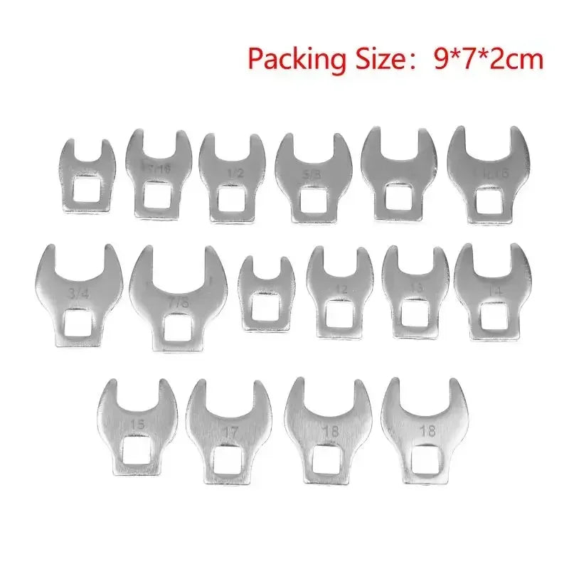 8-Pc Metric Crowfoot Wrench Set 3/8" Drive 10–19mm