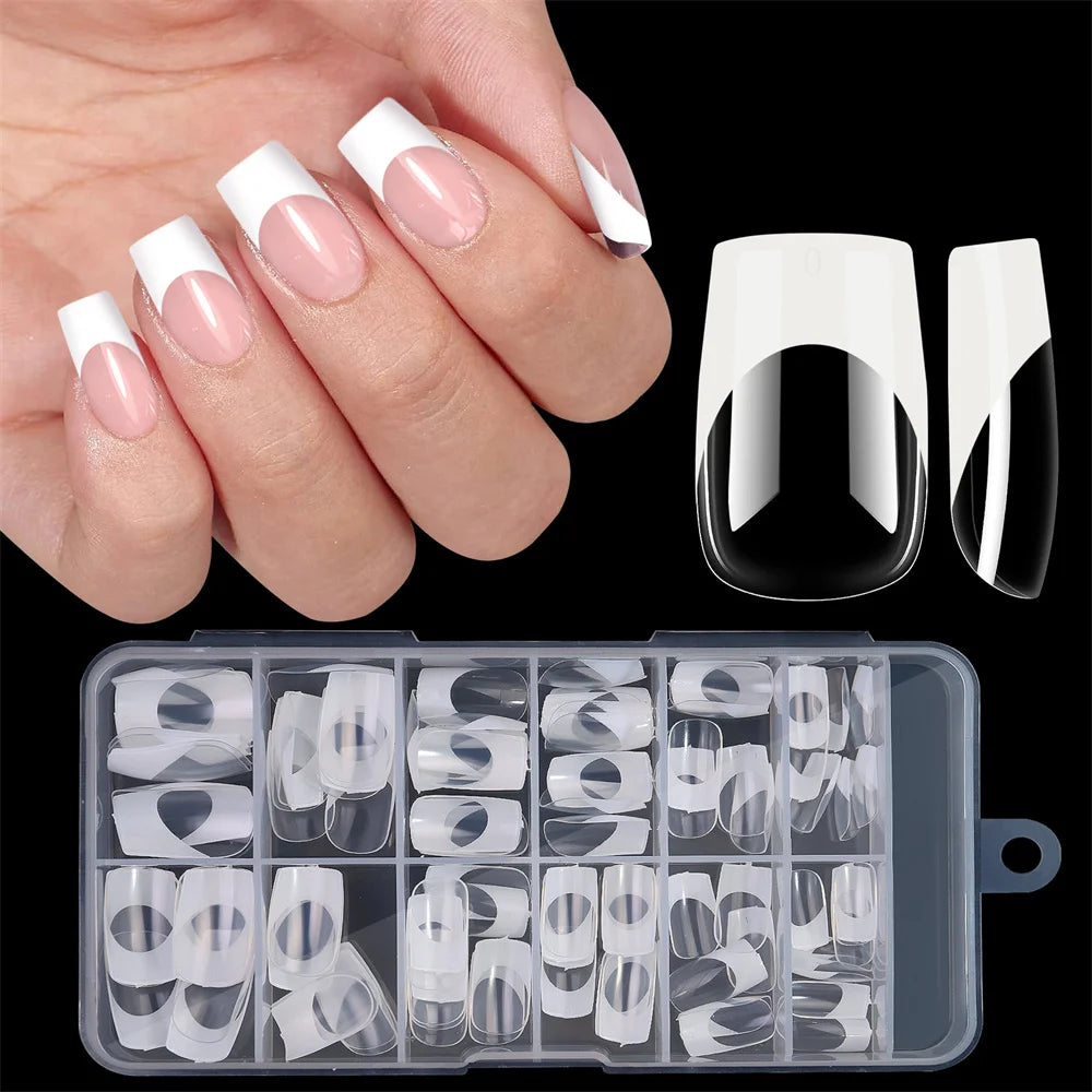 120pcs French Full Cover Nail Tips – Press On Gel & Acrylic Set
