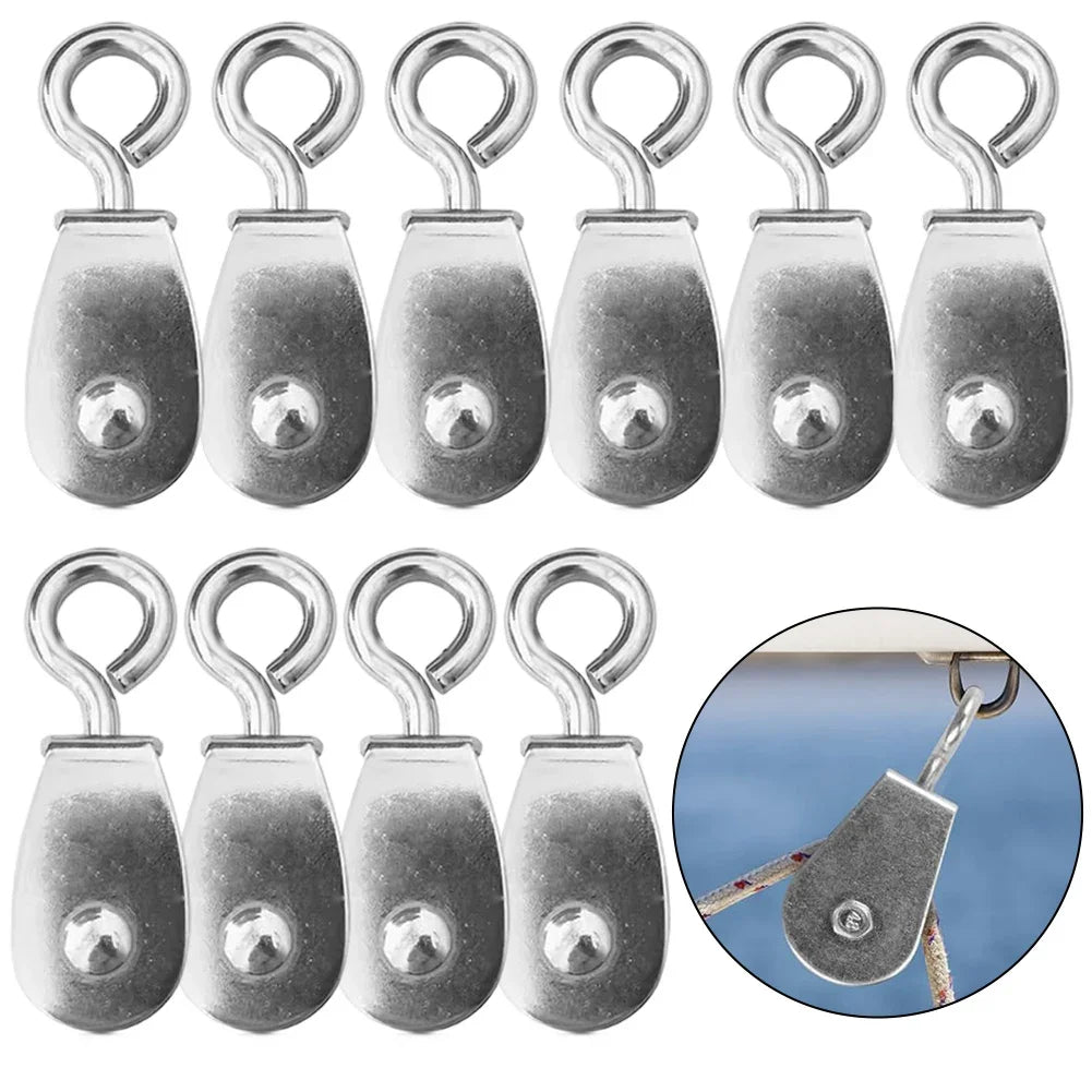 10-Pack 360° Swivel Stainless Steel Pulleys – Heavy Duty