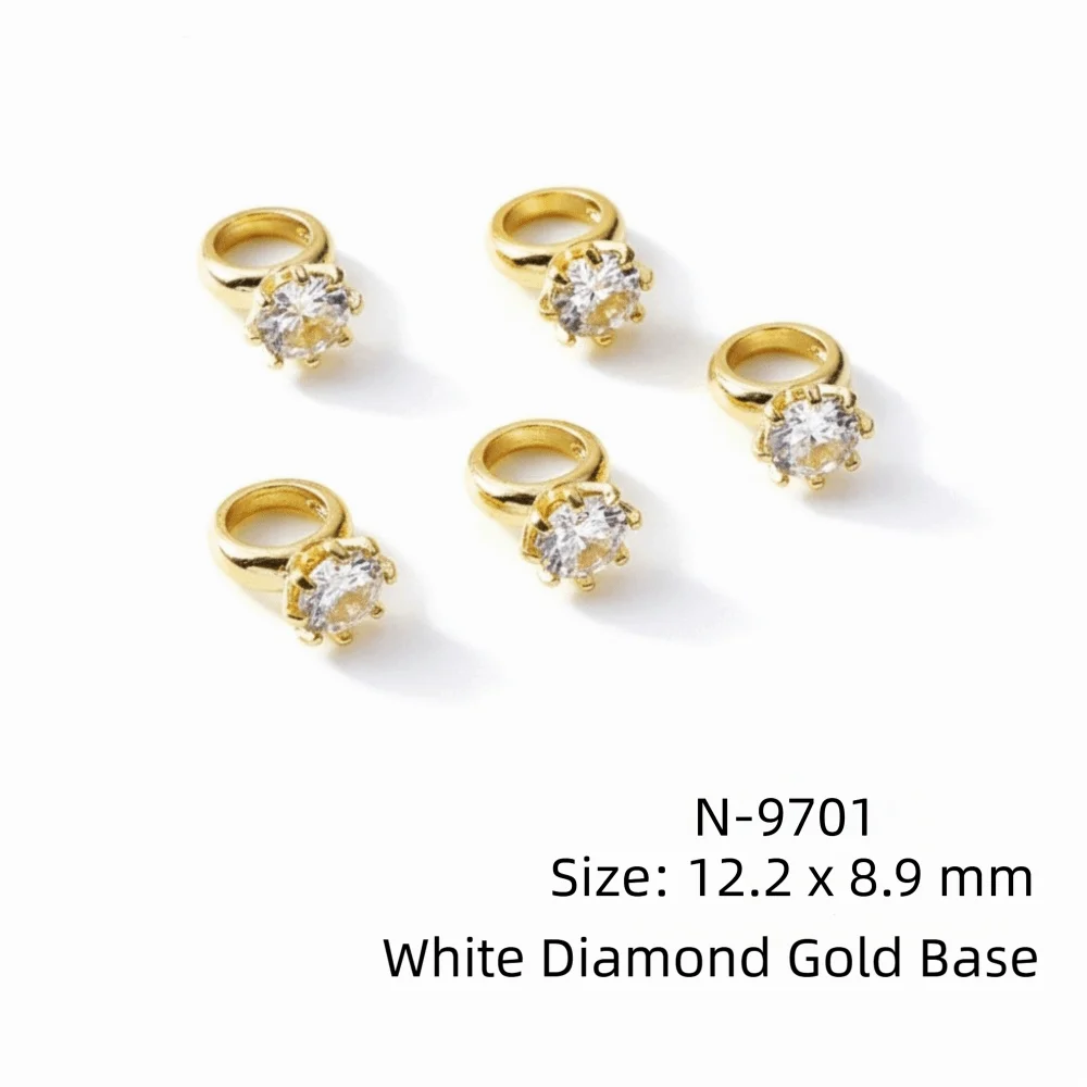 3D Zircon Nail Art Rhinestones – Diamond Manicure Charms 5pc Nail Art Rhinestones PRIMED Gold 1