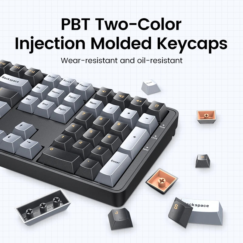 UGREEN 108-Key Mechanical Keyboard PBT Keycaps Red Switch Mechanical Keyboard PRIMED