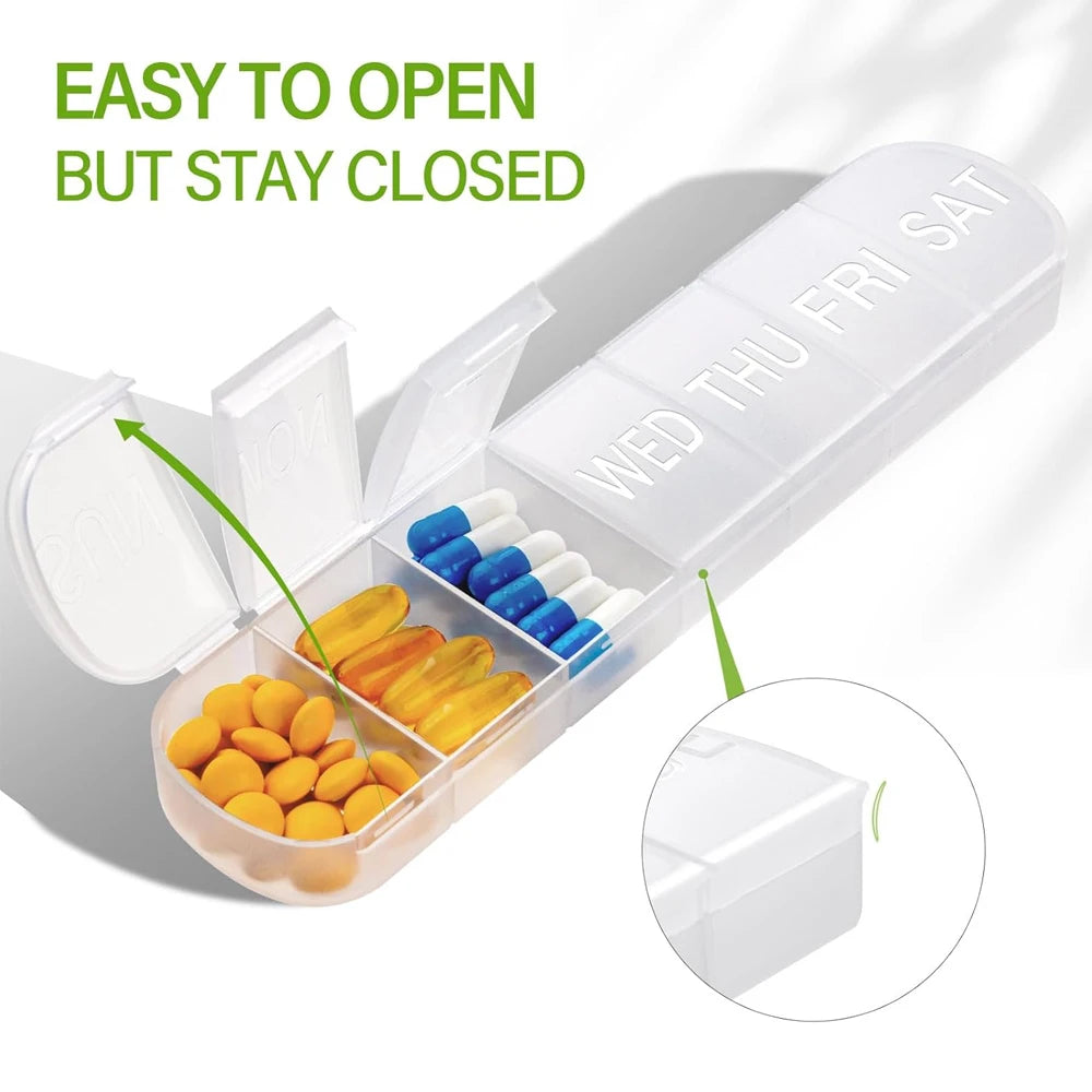 Weekly Pill Organizer – 7-Day Travel Pill Box Large Compartments