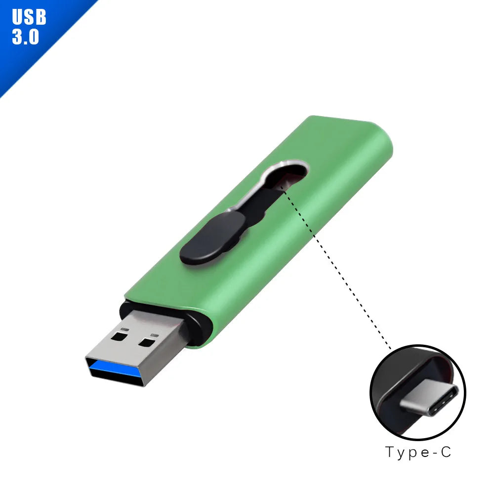 USB-C & USB 3.0 Dual Flash Drive | 16GB–128GB Metal Pen Drive USB Flash Drive PRIMED 16 GB Green