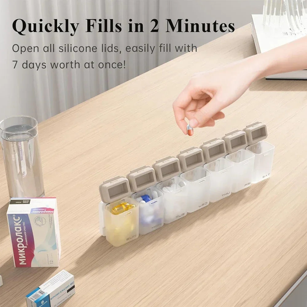 Weekly Pill Organizer – Extra Large 7-Day Magnetic Pill Box