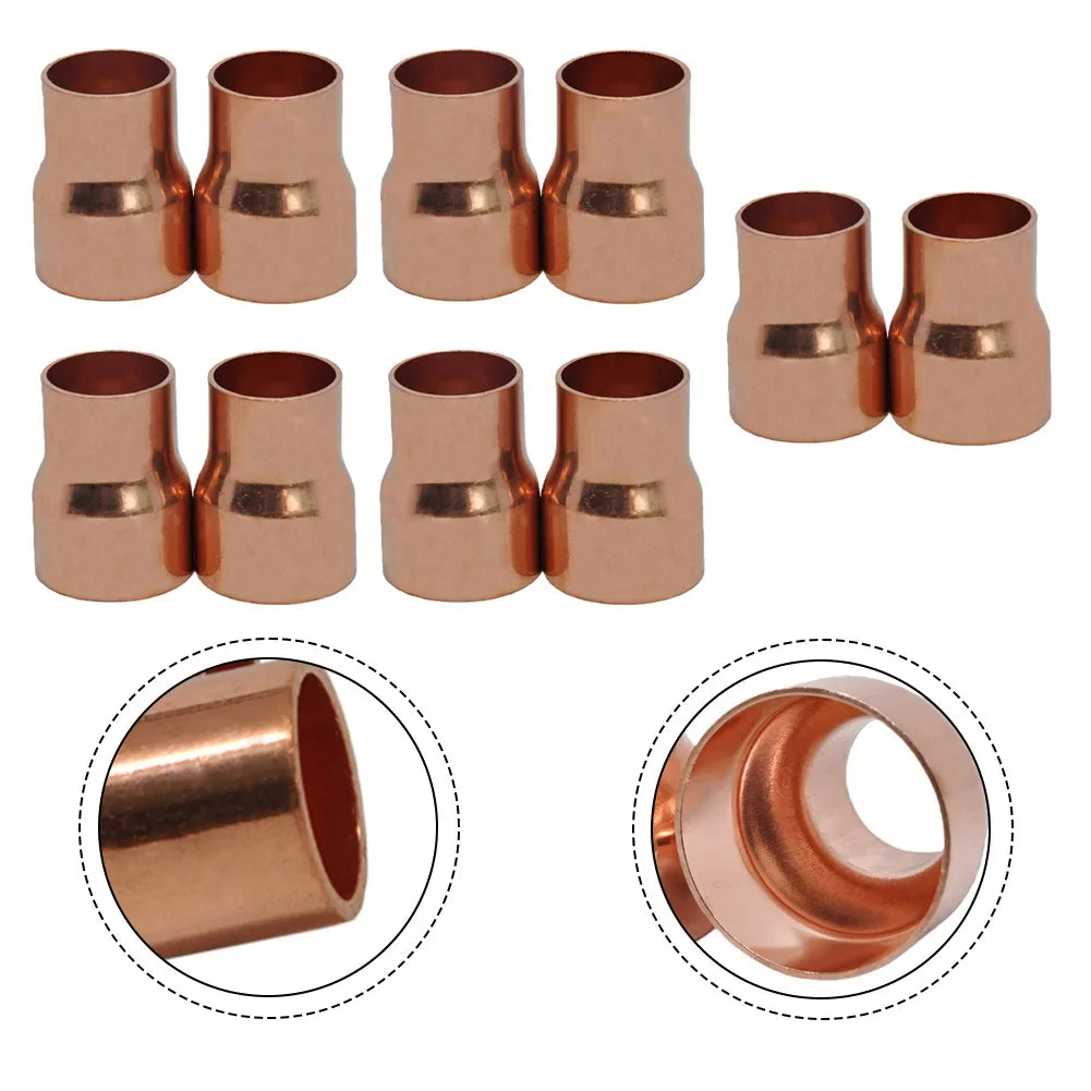 10-Pack Copper Reducing Couplings 22x16mm – HVAC & Plumbing Copper Pipe Fitting PRIMED