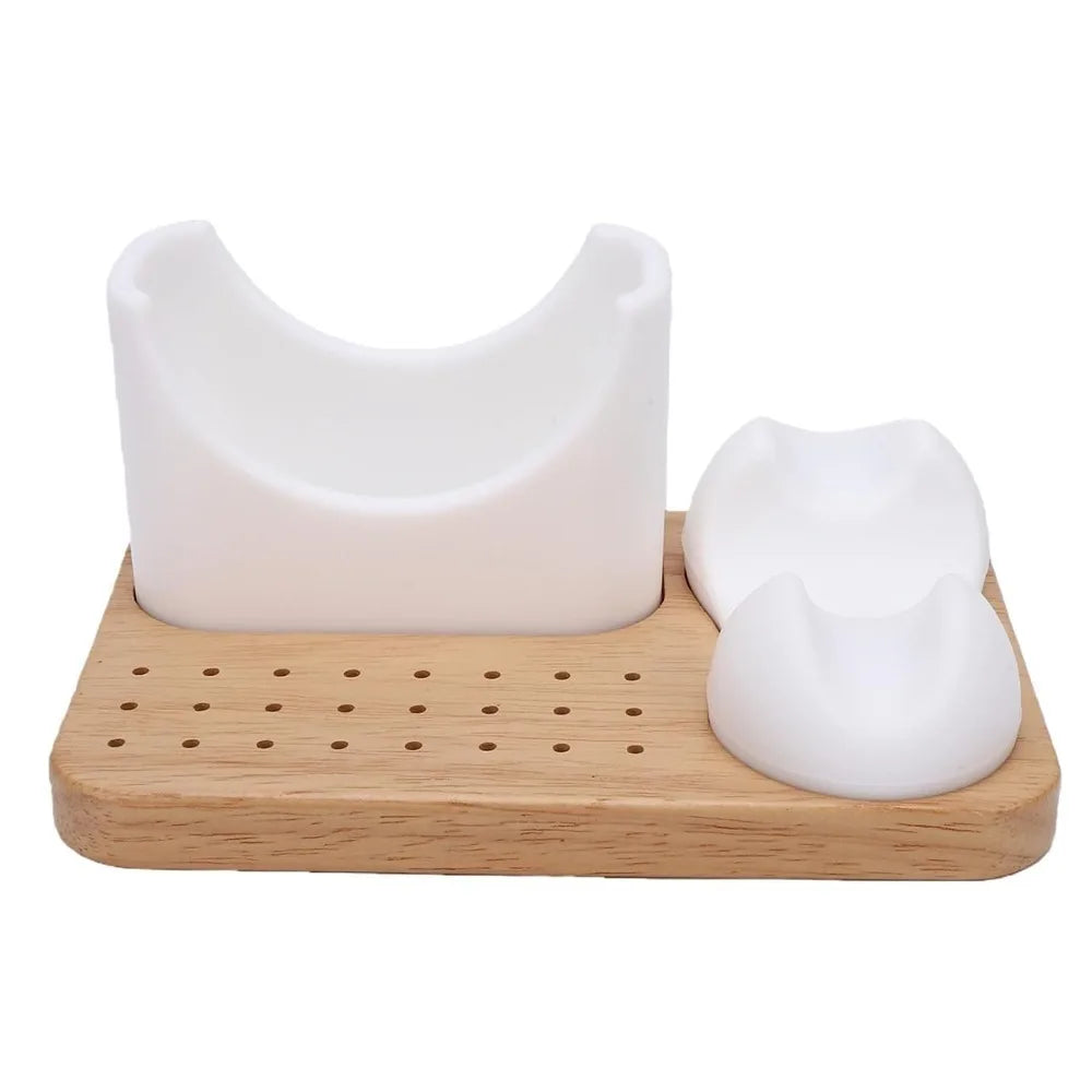 Nail Drill Bit Holder – 24-Hole Wood & Silicone Organizer