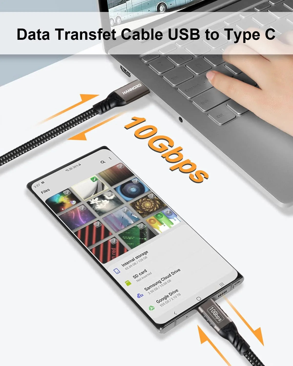 Hannord USB-A to USB-C 3.2 Gen2 Cable – 10Gbps 60W Fast Charge USB-C Data Cable PRIMED