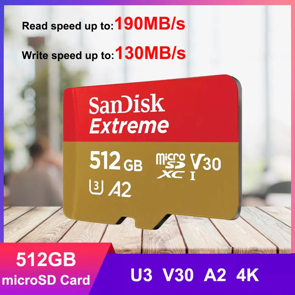 SanDisk Extreme MicroSD U3 V30 A2 – 4K UHD TF Card MicroSD Memory Card PRIMED TF-Extreme-512GB