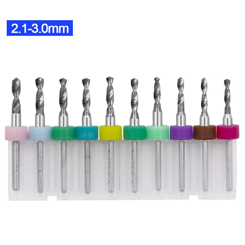 10-Pack Tungsten Carbide PCB Micro Drill Bits | CNC 3.175mm PCB Drill Bit Set PRIMED A4