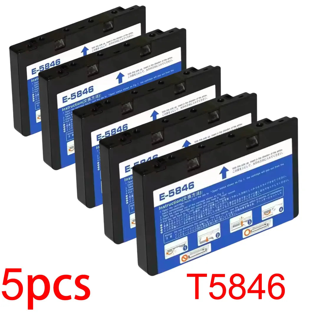 T5846 Compatible Ink Cartridge for Epson PictureMate PM200–PM300 Ink Cartridge PRIMED 5pcs