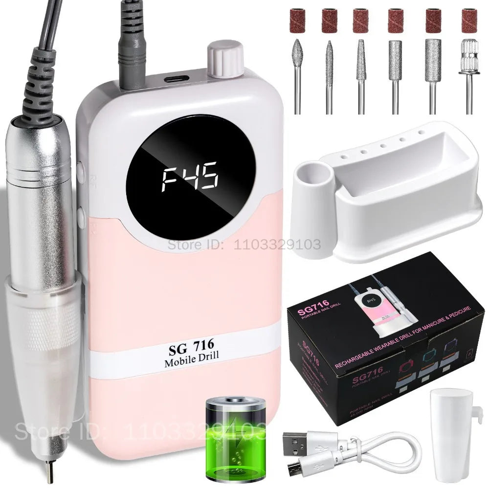 45000 RPM Rechargeable Nail Drill Machine | Portable Sander Electric Nail Drill PRIMED