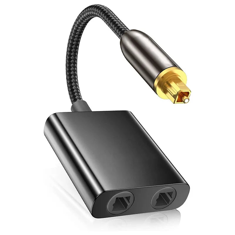 Toslink 2-In-1 Optical Fiber Splitter SPDIF Gold Plated Optical Audio Splitter PRIMED Golden