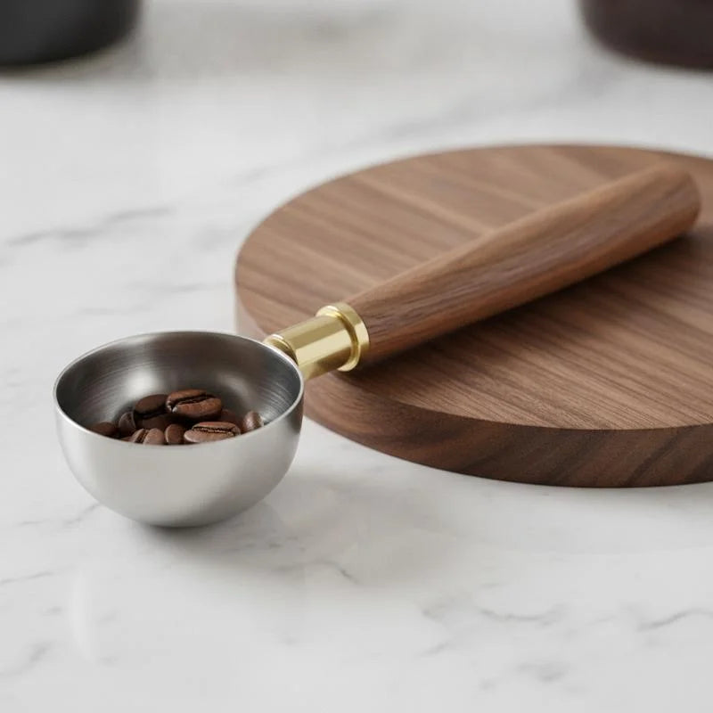 Walnut Wood Stainless Steel Coffee Measuring Spoon Scoop
