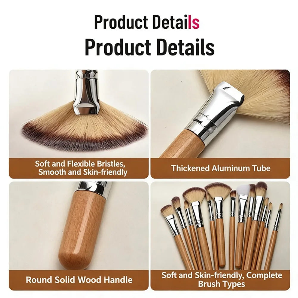 Mini Fan Makeup Brush – Soft Bristles & Wood Handle