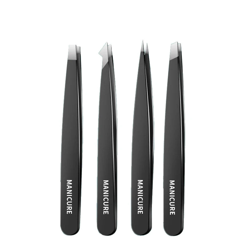 Stainless Steel Slanted Eyebrow Tweezers Set – 2 or 4 Pcs