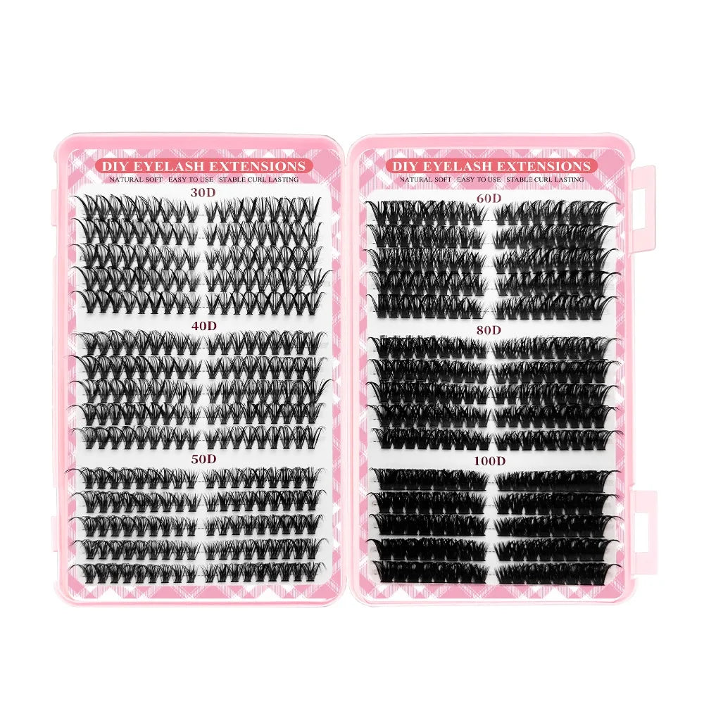 3D Faux Mink Wispy Cluster False Eyelashes 9–16mm V-Shape False Eyelashes PRIMED 30D-100D-A-