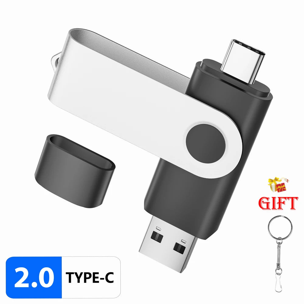 USB & Type-C 2-in-1 Flash Drive 4GB–128GB | Keychain Pendrive