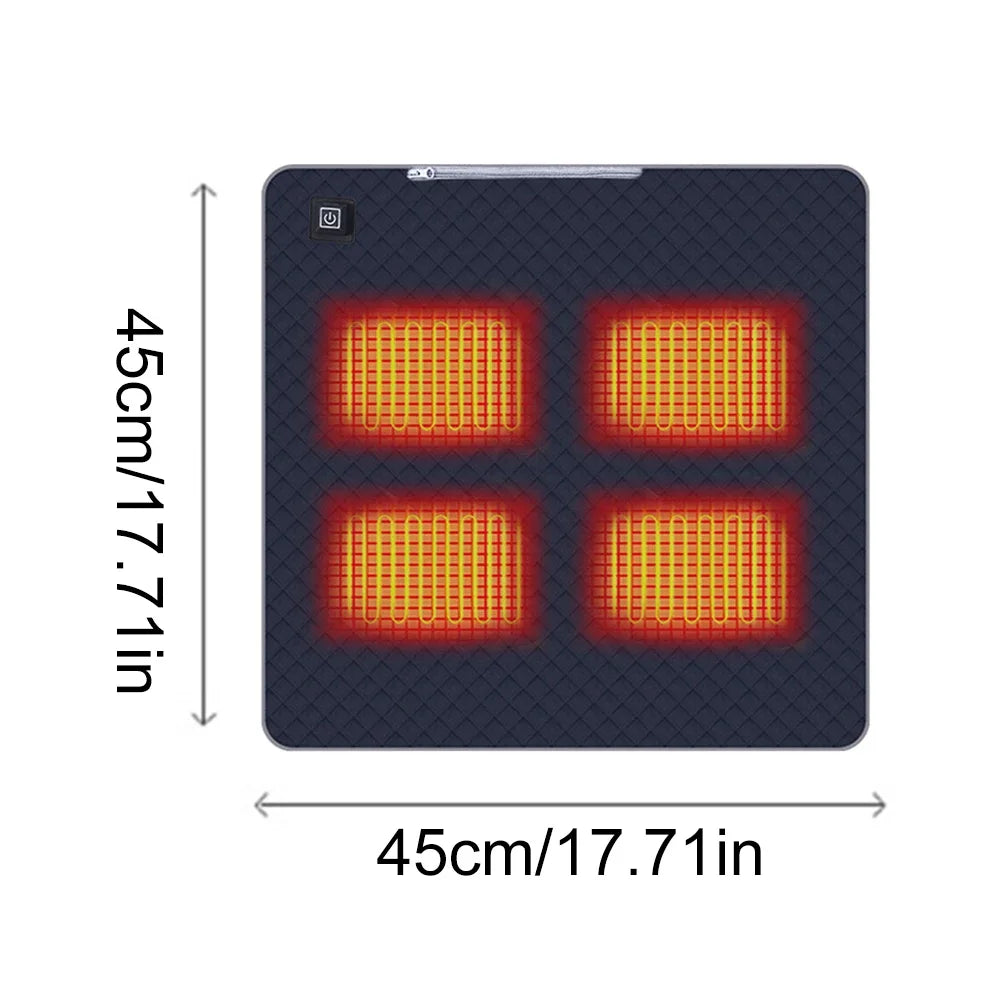 USB Electric Heated Sleeping Mat – 4 Zones Adjustable Warmth Heated Sleeping Mat PRIMED Navy Blue 45x45cm