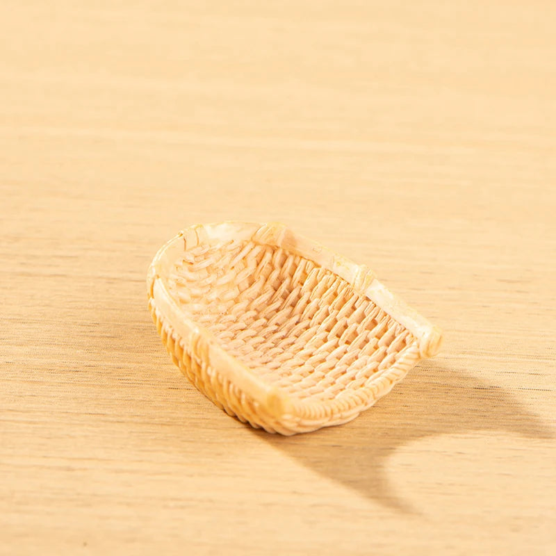 Miniature Bamboo Rattan Hand-Woven Basket & Chair Dollhouse Decor Dollhouse Miniature Decor PRIMED A9