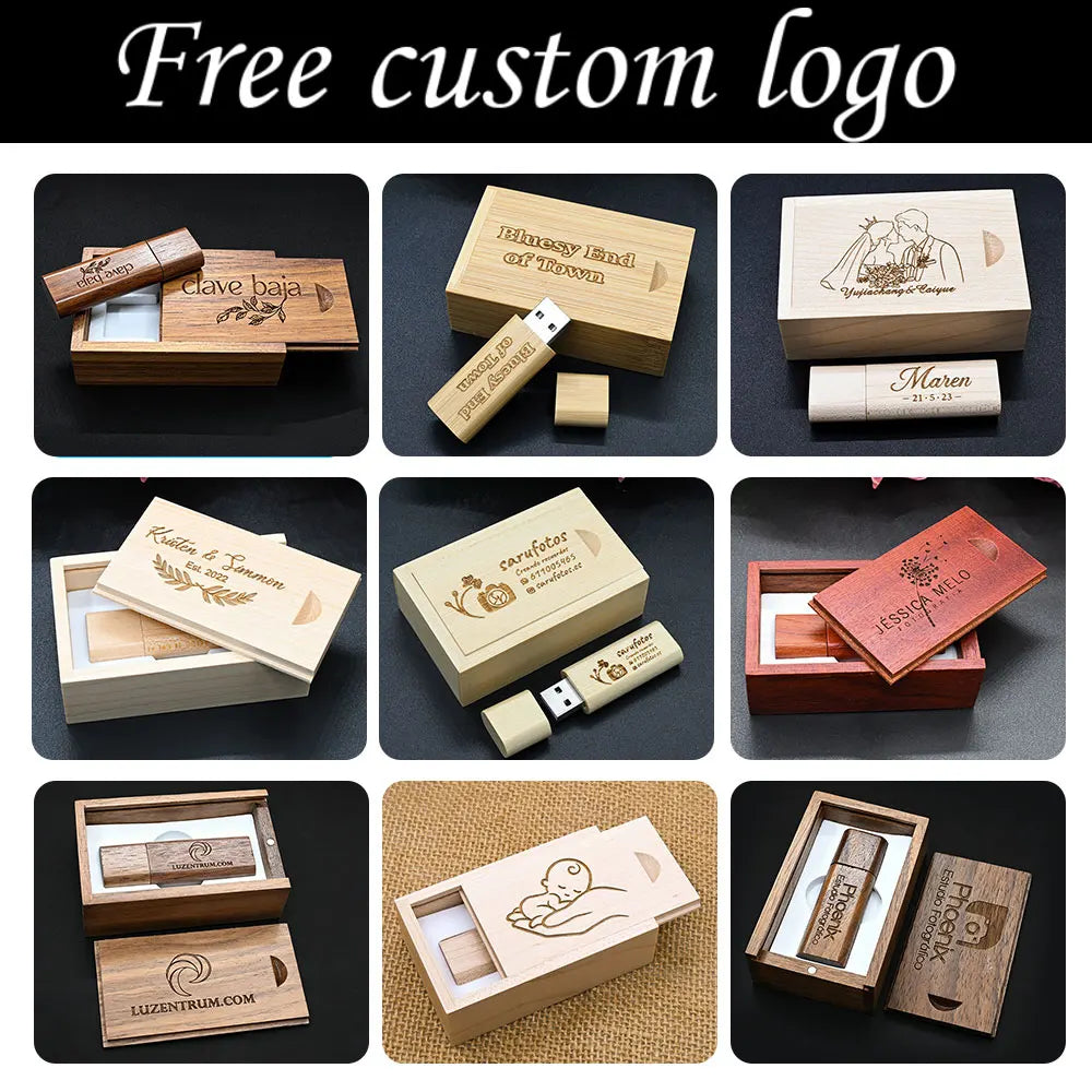 30-Pack Custom Logo Wooden USB 3.0 Flash Drives 16GB 32GB Wooden USB Flash Drive PRIMED