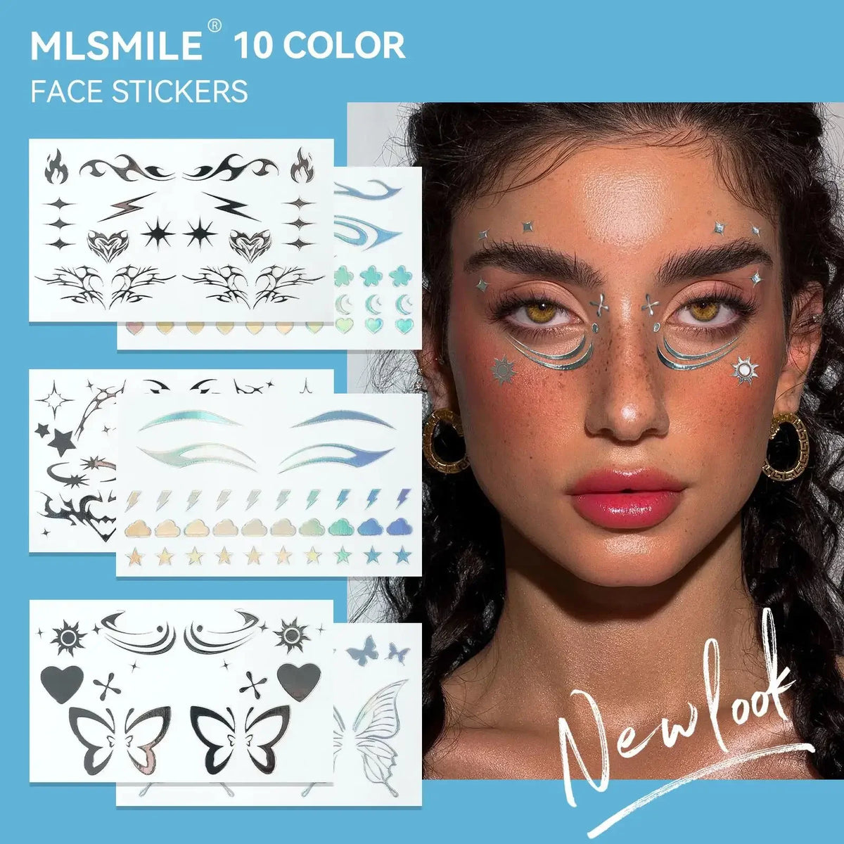 MLSMILE 3D Laser Face Tattoo Stickers | Eye Makeup Beauty