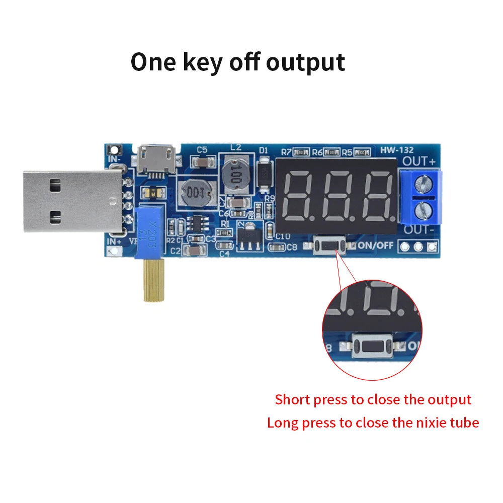 TISHRIC USB DC Boost Buck Converter 5V to 1.2V–24V Module