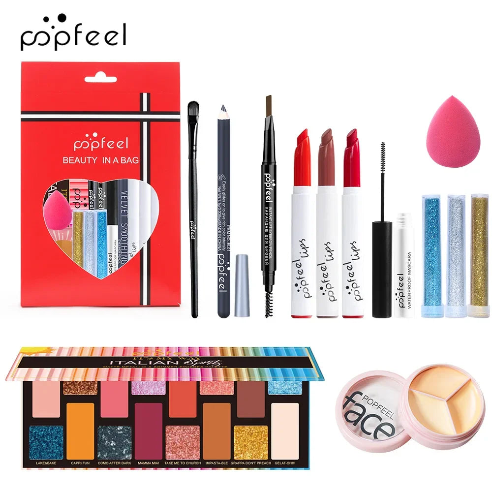 Popfeel All-in-One Makeup Kit – Eyeshadow, Lipstick & Contour Makeup Gift Set PRIMED POPFEEL-POP007D
