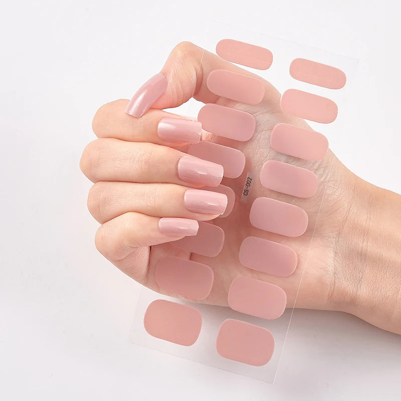 Semi-Cured Gel Nail Wraps Full Cover Stickers – 16pc Set