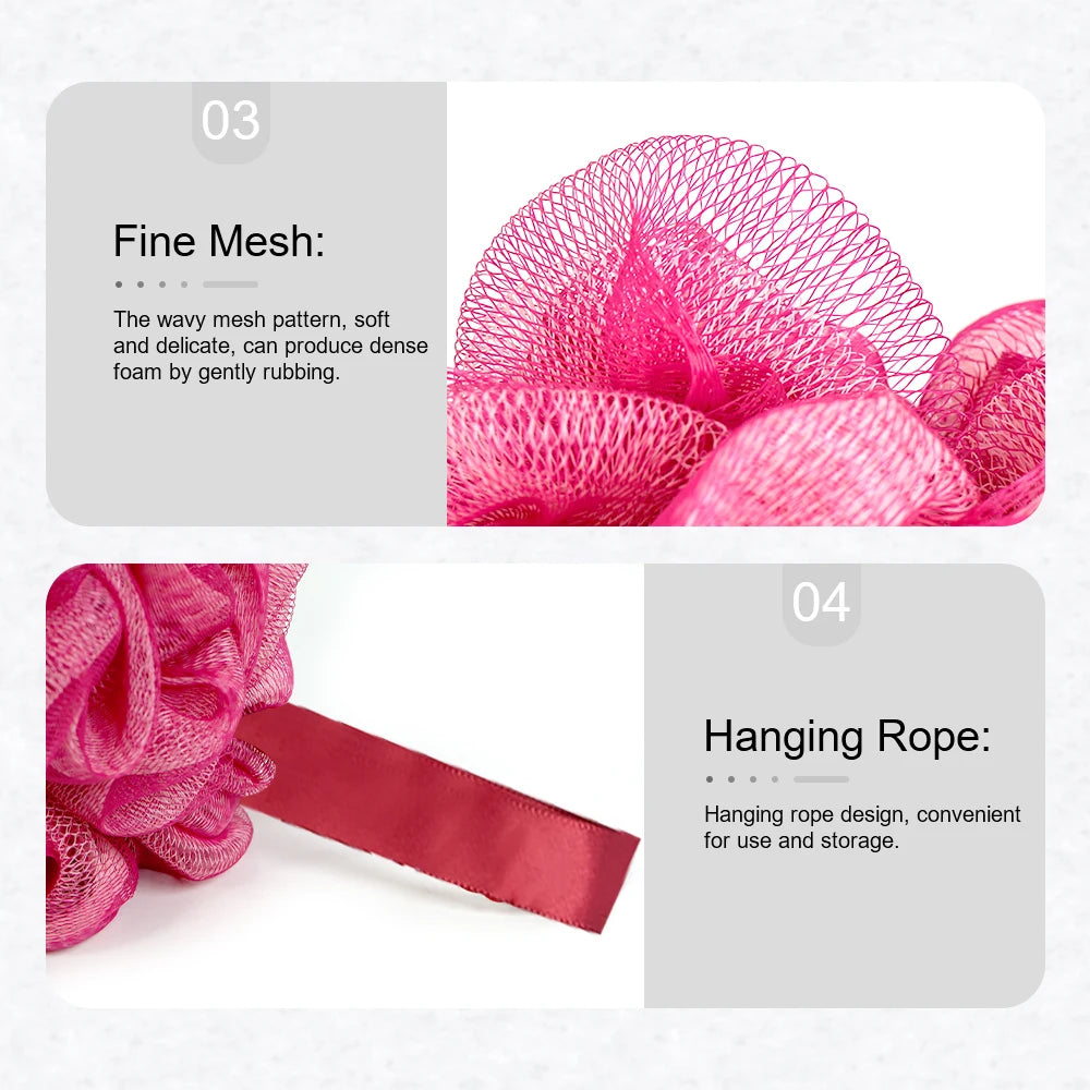 Two-Color Exfoliating Bath Pouf & Body Scrubber | Nylon Mesh Bath Pouf Scrubber PRIMED