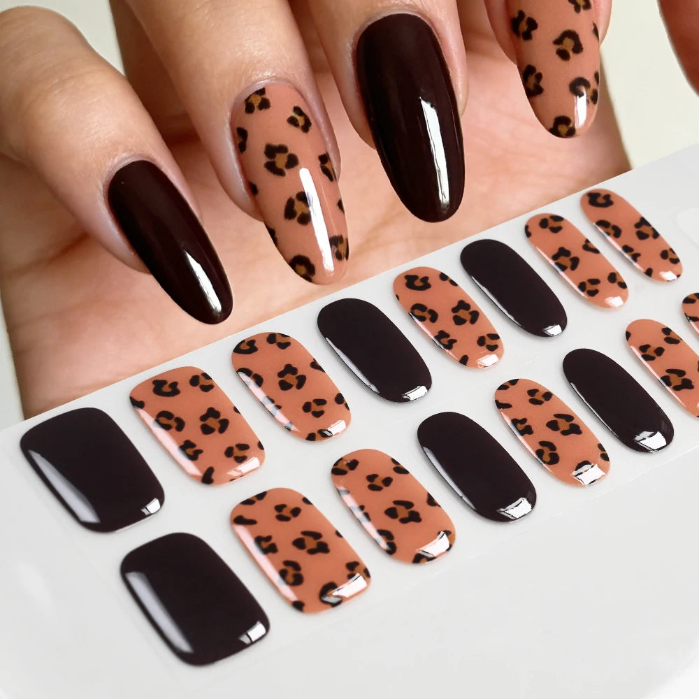 Pink Cherry Flower UV Gel Nail Stickers – Semi-Cured Strips