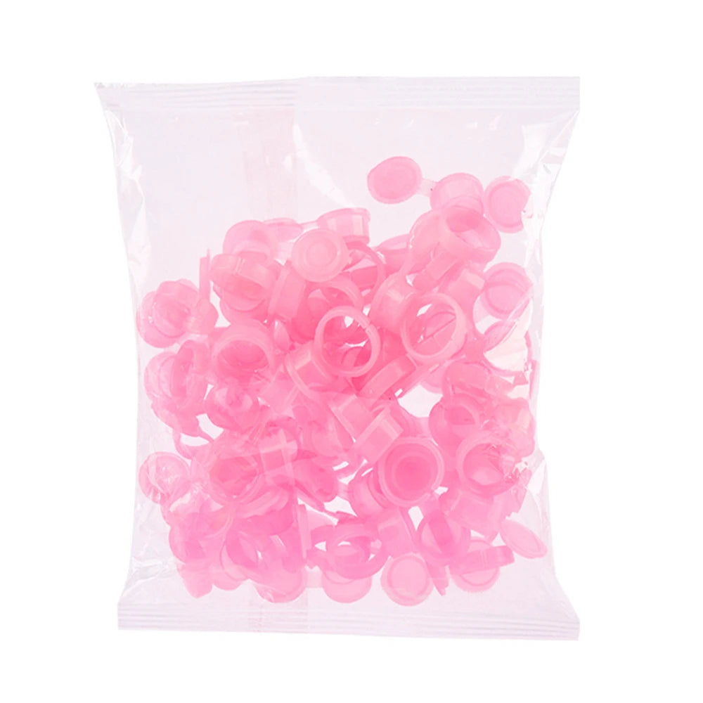 50pcs Disposable Eyelash Glue Rings | Lash Extension Fan Cups Lash Extension Supplies PRIMED 50pcs rose red