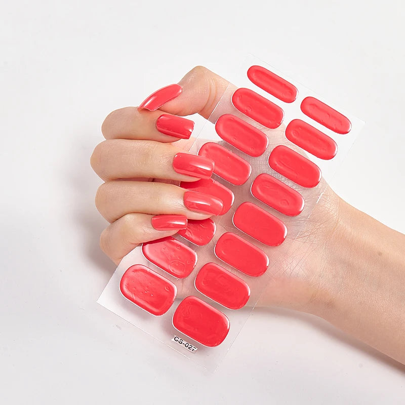 Semi-Cured Gel Nail Wraps Full Cover Stickers – 16pc Set