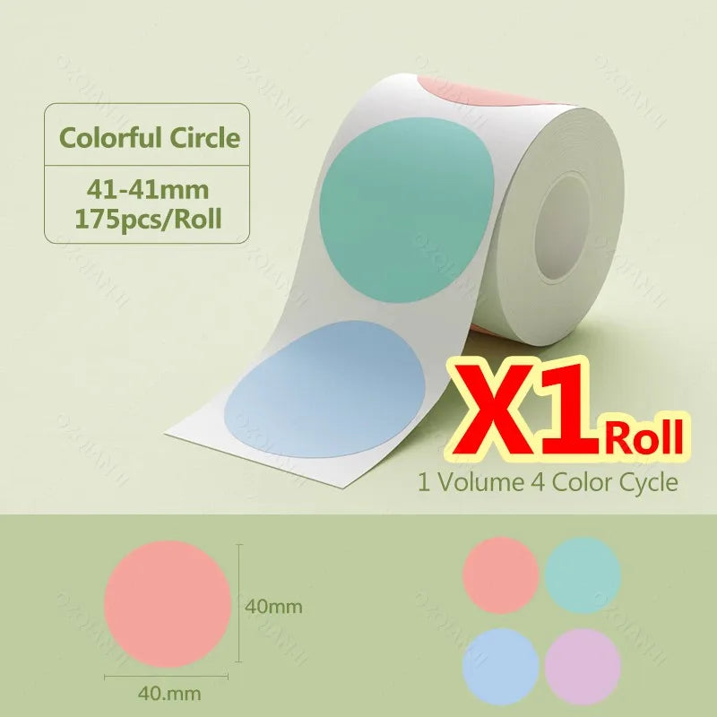 Niimbot Thermal Label Rolls – White, Color & Transparent Stickers Thermal Label Rolls PRIMED Color Circle 40x40mm