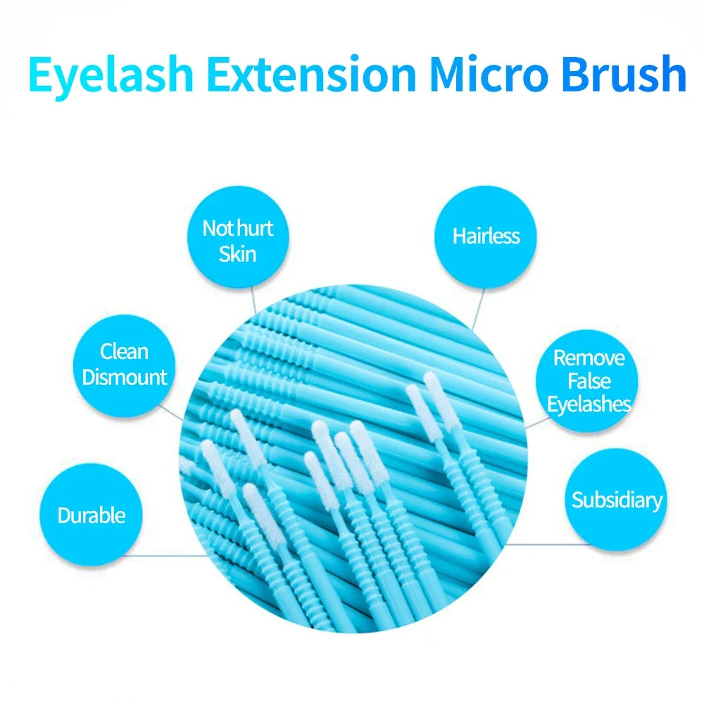 100pcs Microbrush Eyelash Extension Applicator Brushes Lash Applicator Brush PRIMED