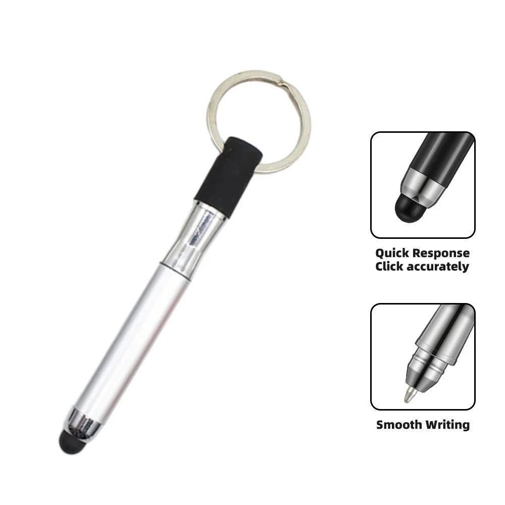 2-in-1 Stylus & Ballpoint Pen with Keychain – All Phones Capacitive Stylus Pen PRIMED Silver