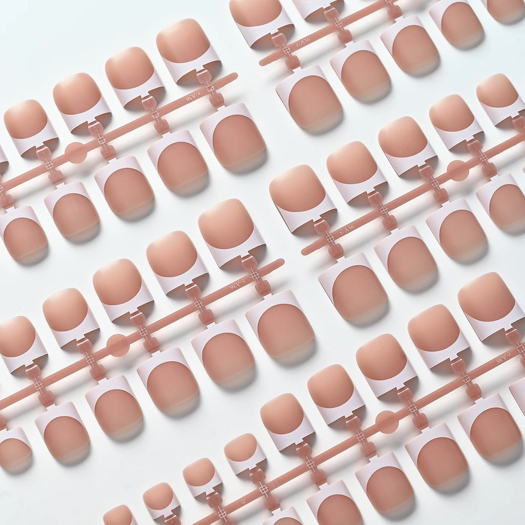 150Pcs Matte Pink Press-On False Toenails | Short Square Tips Press-On Toenails PRIMED
