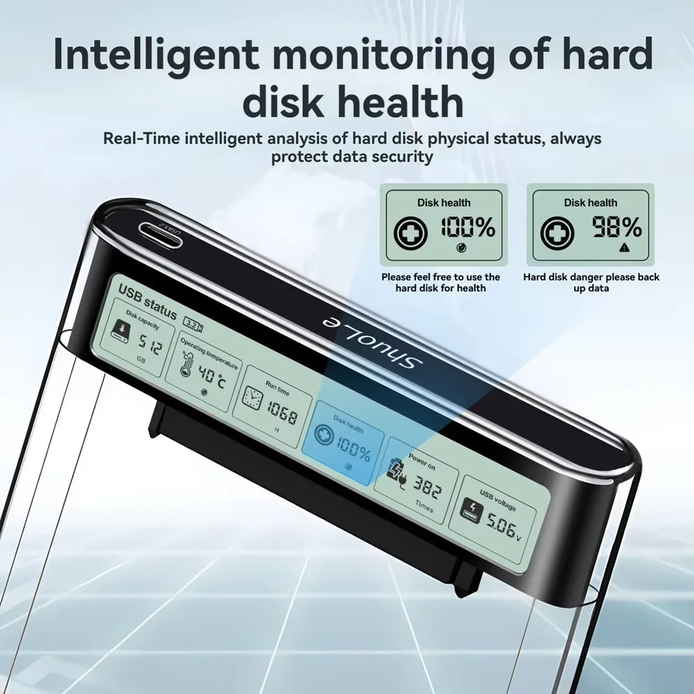 USB 3.2 2.5" HDD SSD Enclosure with Smart Display Screen HDD SSD Enclosure PRIMED