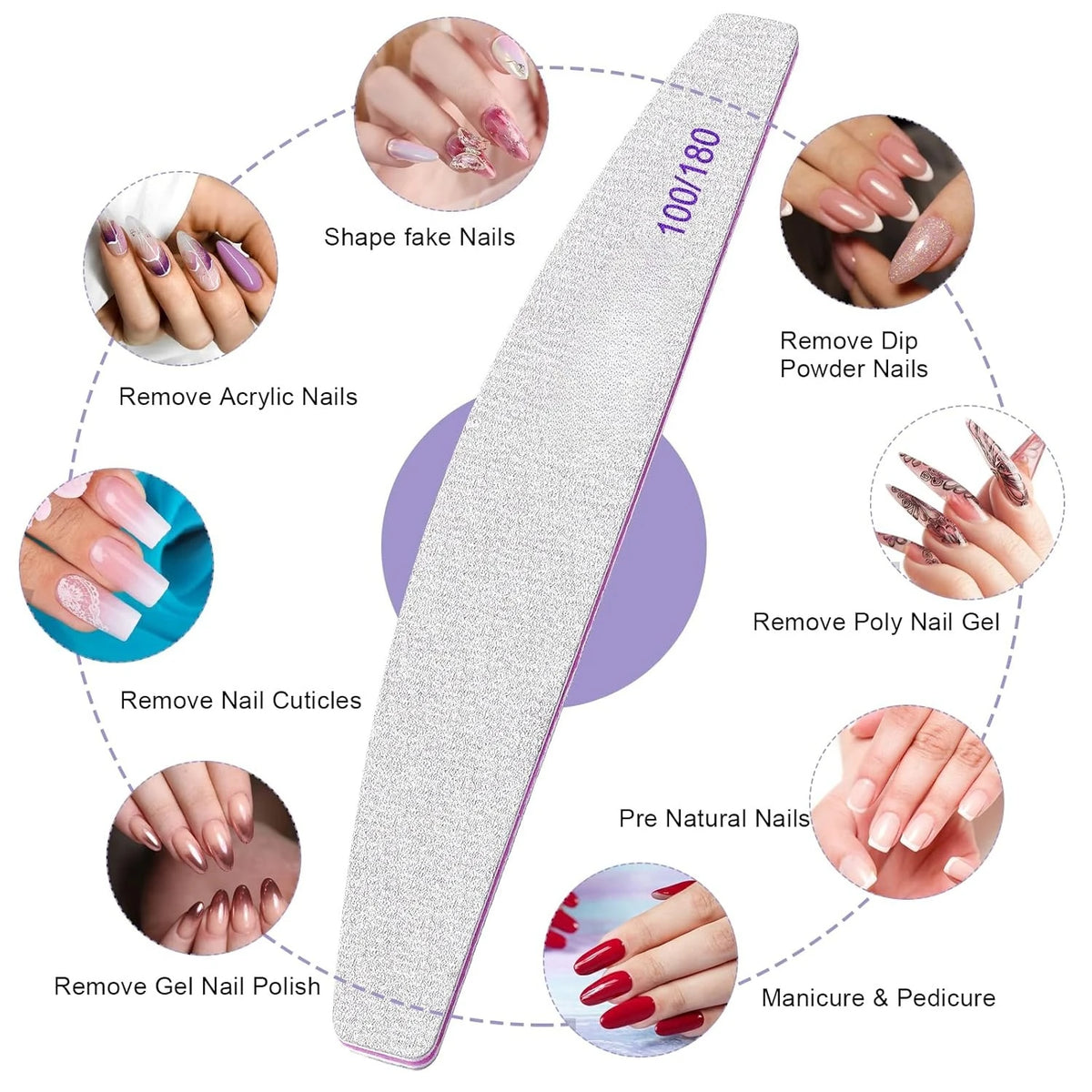Professional Nail Files 10/25 Pcs Double Sided Emery Board 100/180 Grit