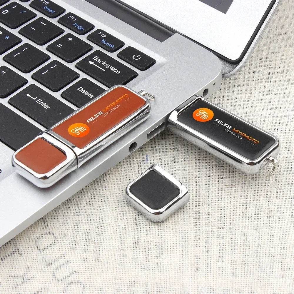 10-Pack Leather USB 3.0 Flash Drives 128GB | Free Custom Logo USB Flash Drive PRIMED