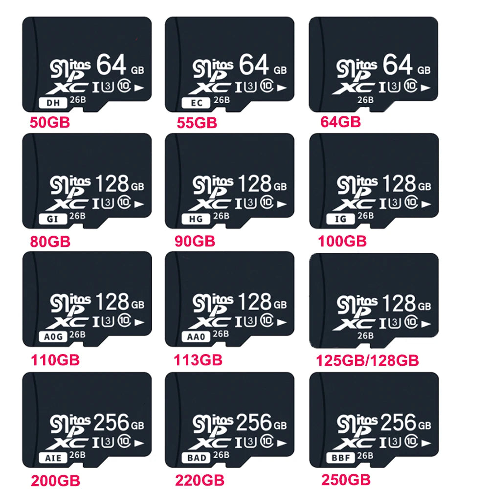 10-Pack High-Speed TF/SD Memory Cards 1GB–200GB Class 10 U3 Flash Memory Card PRIMED