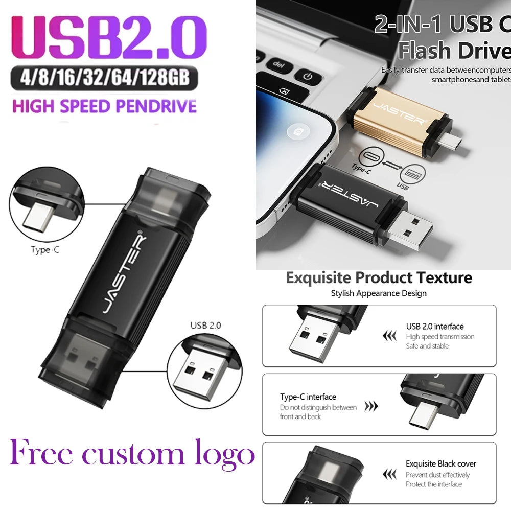 JASTER Type-C USB Flash Drive | Free Custom Logo | 16–128GB USB Flash Drive PRIMED