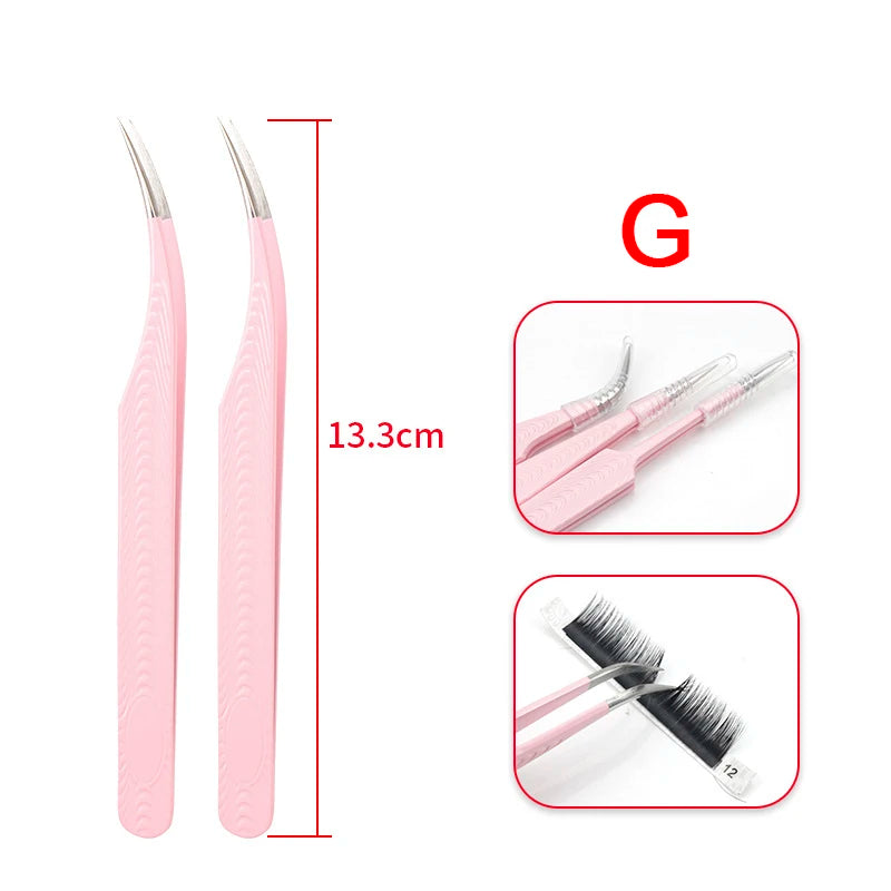 Pink Stainless Steel Eyelash Extension Tweezers | Pro Lash Tool Eyelash Extension Tweezers PRIMED G