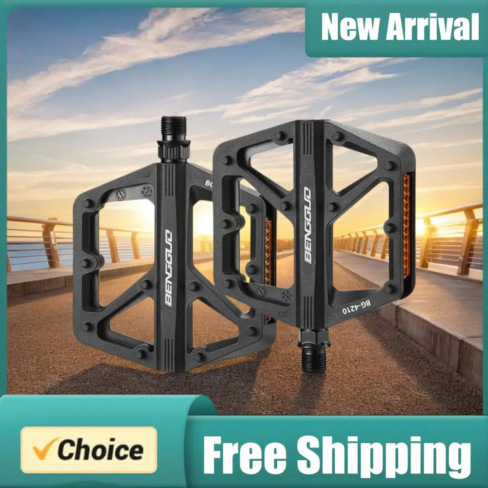 Nylon Bike Platform Pedals – Double DU Bearing & Reflector Bicycle Platform Pedals PRIMED