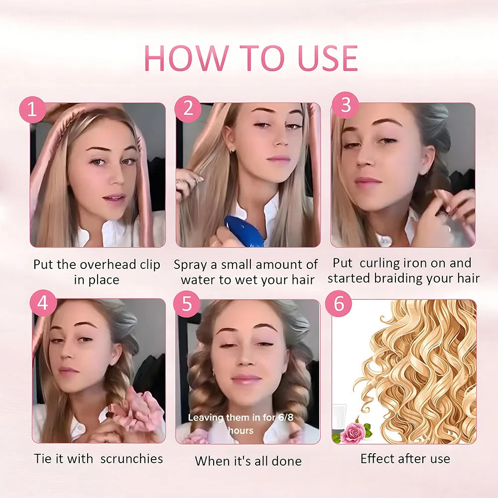 4-Piece Heatless Curling Rods – Sponge Hair Curlers for Waves Heatless Hair Curlers PRIMED