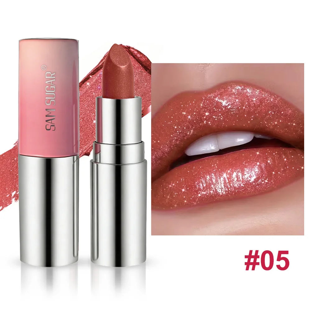 Glitter Metallic Lipstick – Diamond Sparkle Lip Glaze 6 Colors Glitter Lipstick PRIMED 05