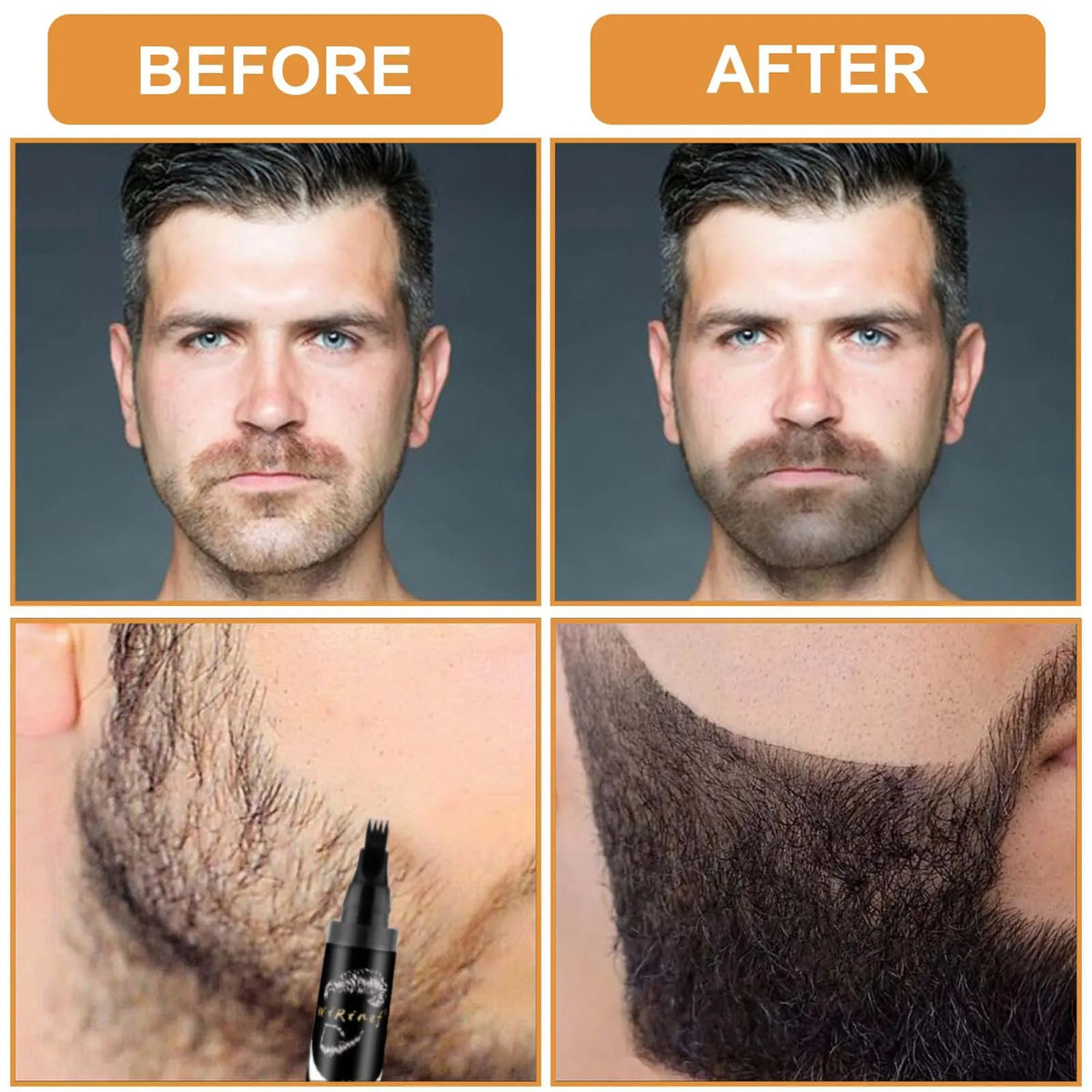 Waterproof Beard Filler Pen & Brush Set – Natural Finish Beard Filler Pen PRIMED